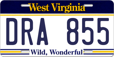 WV license plate DRA855