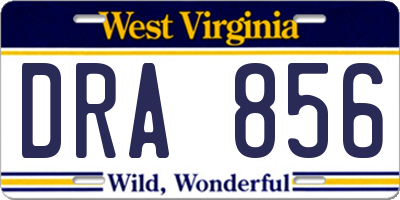 WV license plate DRA856