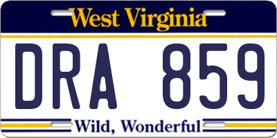WV license plate DRA859