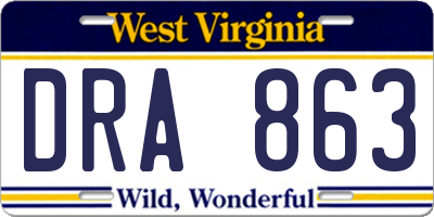 WV license plate DRA863