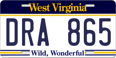 WV license plate DRA865