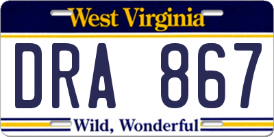 WV license plate DRA867