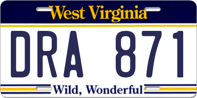 WV license plate DRA871