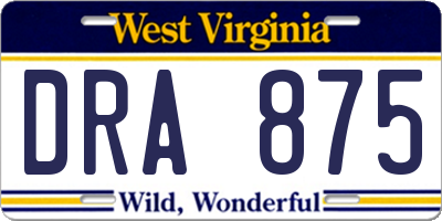 WV license plate DRA875