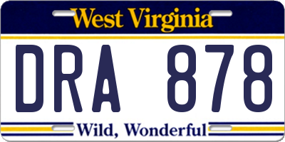 WV license plate DRA878