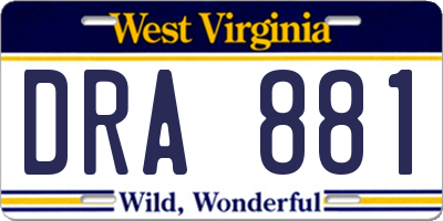 WV license plate DRA881