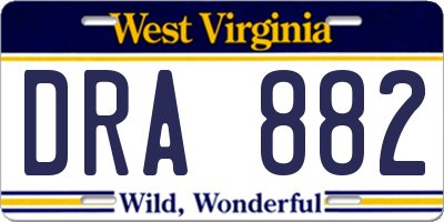 WV license plate DRA882