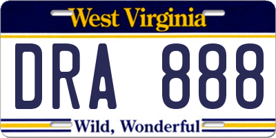WV license plate DRA888