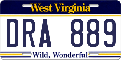 WV license plate DRA889