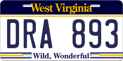 WV license plate DRA893