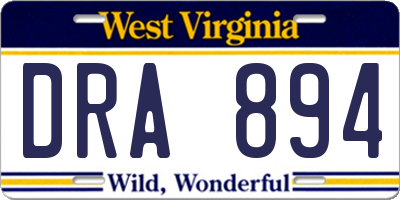 WV license plate DRA894