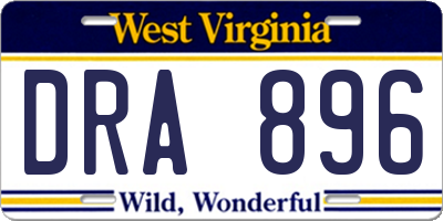 WV license plate DRA896