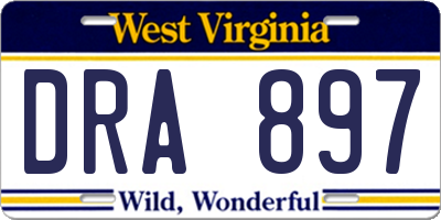WV license plate DRA897