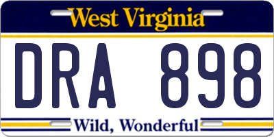 WV license plate DRA898