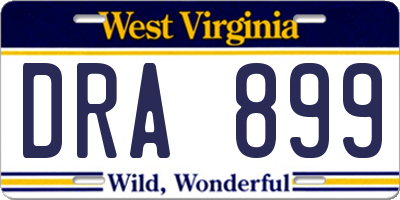 WV license plate DRA899