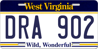 WV license plate DRA902