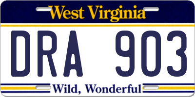 WV license plate DRA903