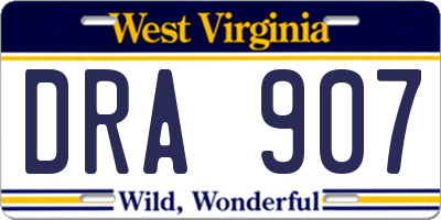 WV license plate DRA907
