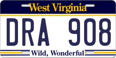 WV license plate DRA908