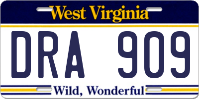 WV license plate DRA909