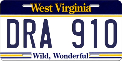 WV license plate DRA910