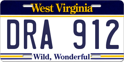 WV license plate DRA912
