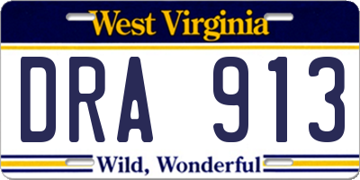 WV license plate DRA913