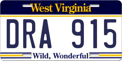WV license plate DRA915