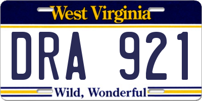 WV license plate DRA921