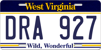 WV license plate DRA927