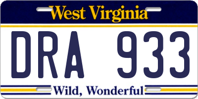 WV license plate DRA933