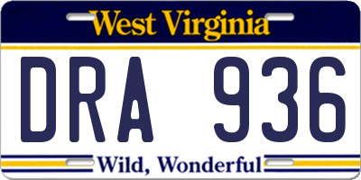 WV license plate DRA936