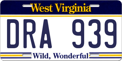 WV license plate DRA939