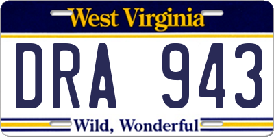 WV license plate DRA943