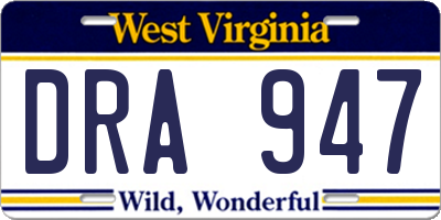 WV license plate DRA947