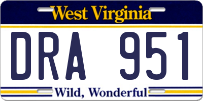 WV license plate DRA951