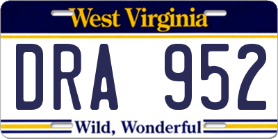 WV license plate DRA952