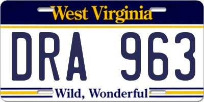 WV license plate DRA963