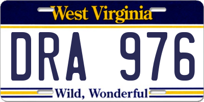 WV license plate DRA976