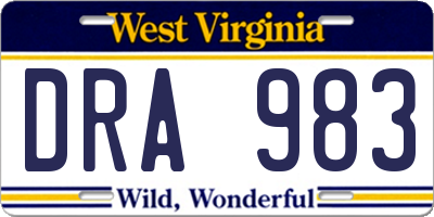 WV license plate DRA983