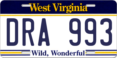 WV license plate DRA993