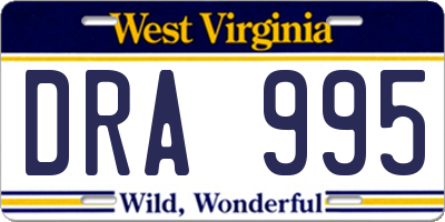 WV license plate DRA995