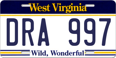 WV license plate DRA997