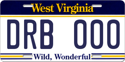 WV license plate DRB000