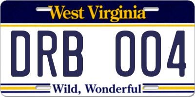 WV license plate DRB004