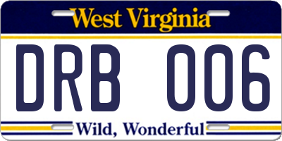 WV license plate DRB006