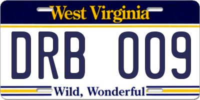 WV license plate DRB009