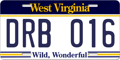 WV license plate DRB016