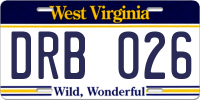WV license plate DRB026