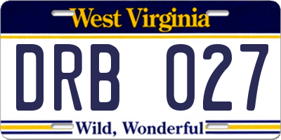 WV license plate DRB027